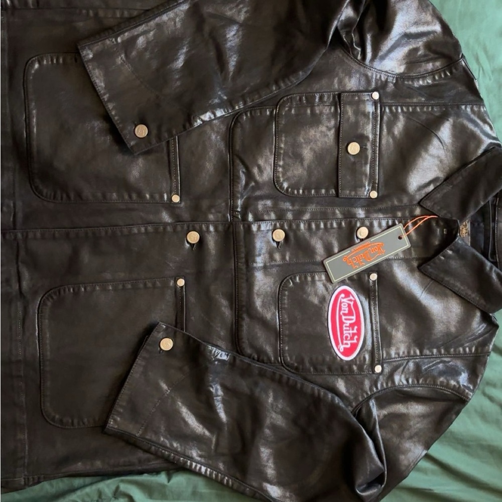 Von Dutch Black Leather Bomber Jacket